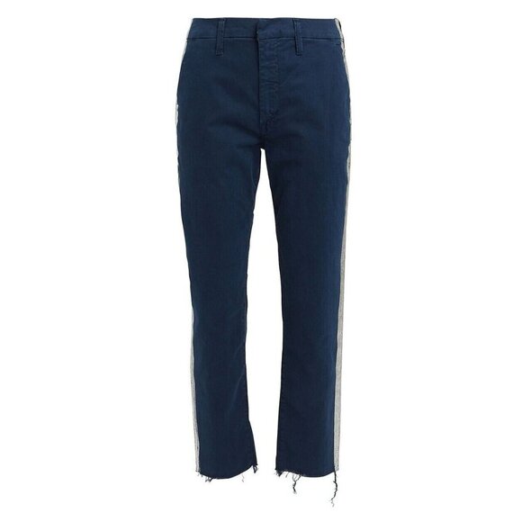 Mother Women's Size 25 Killing Time Blue The Shaker Prep Fray Pants Stripe Jeans - Picture 9 of 9